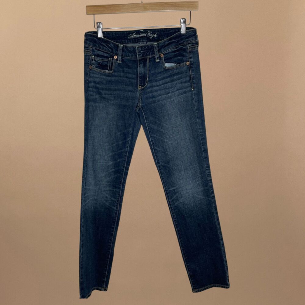 American Eagle Skinny Jeans Womens 6 Short Blue Stretch Mid Rise